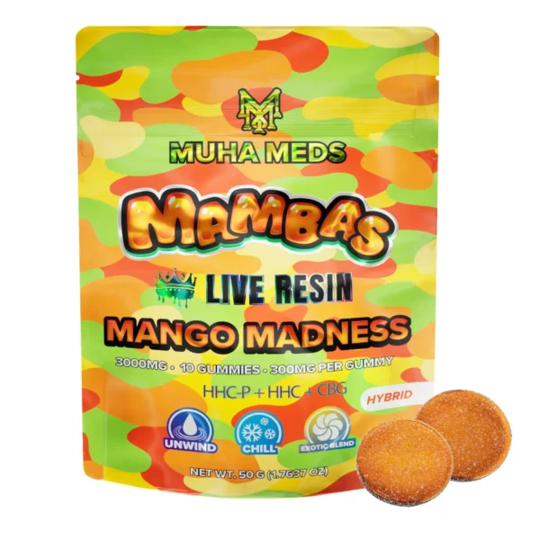 Muha Meds – 3000mg Live Resin THC Gummies – Mango Madness
