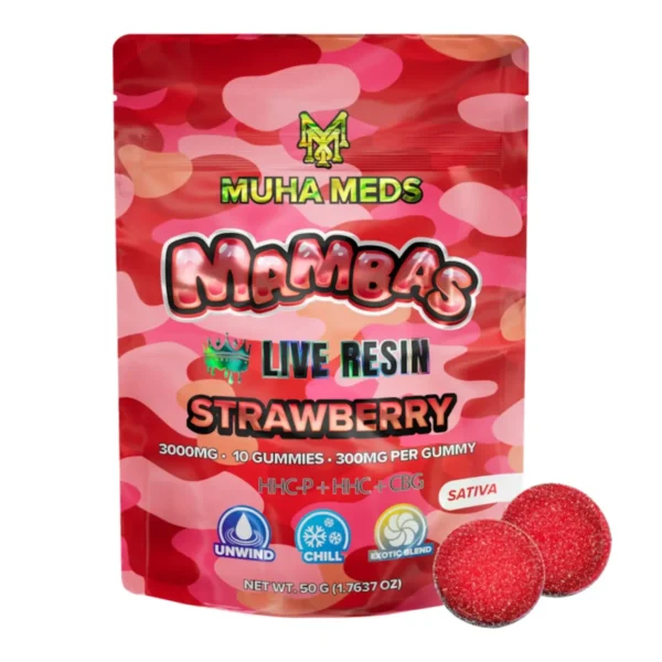 Muha Meds – 3000mg Live Resin THC Gummies – Strawberry